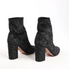 Secondhand AQUAZZURA Heeled Velvet Ankle Sock Boots Tonal Baroque Tapestry in Black, Size 35.5 EU