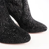 Secondhand AQUAZZURA Heeled Velvet Ankle Sock Boots Tonal Baroque Tapestry in Black, Size 35.5 EU