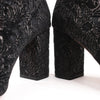 Secondhand AQUAZZURA Heeled Velvet Ankle Sock Boots Tonal Baroque Tapestry in Black, Size 35.5 EU