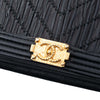 Chanel Pleated Crumpled Chevron Calfskin Boy Wallet On Chain Secondhand