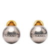 Chanel Silver Plated Logo Ball Clip On Earrings Secondhand