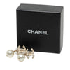 Chanel CC Gold Plated Enamel Faux Pearl Strass Bullet Back Earrings Secondhand