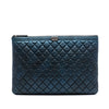 Chanel Large Quilted Metallic Lambskin Boy O Case Clutch Secondhand