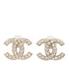 Chanel CC Gold Plated Strass Push Back Earrings Secondhand