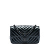 Chanel Mini Rectangular Classic Chevron Crumpled Patent So Black Single Flap Secondhand