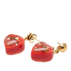 Louis Vuitton Gold Plated Monogram Resin Inclusion Heart Drop Push Back Earrings Secondhand
