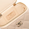 Secondhand Chanel Mini Quilted Iridescent Caviar Pearl On Top Vanity Case With Chain