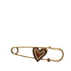Dior Gold Plated Enamel Heart Safety Pin Brooch Secondhand