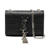 Saint Laurent Small Croc Embossed Leather Monogram Kate Tassel Crossbody Secondhand