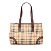 Burberry Haymarket Check Coated Canvas Studded Tote Secondhand