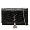 Saint Laurent Medium Croc Embossed Leather Monogram Kate Tassel Crossbody Secondhand