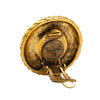 Chanel Gold Plated Ribbed Rhinestone Clip On Earrings Secondhand