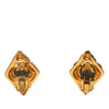 Chanel CC Gold Plated Strass Quilted Rhombus Clip On Earrings Secondhand