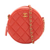 Chanel CC Quilted Lambskin Pearl Crush Round Clutch with Chain Secondhand