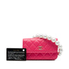 Chanel Quilted Lambskin Maxi Pearls Clutch With Chain Secondhand