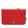 Secondhand Chanel CC Embossed Lambskin Camellia Wallet On Chain