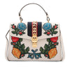 Gucci Medium Floral Embroidered Leather Sylvie Top Handle Bag Secondhand