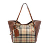 Burberry Small Leather Trimmed Haymarket Check Coated Canvas Canterbury Tote Secondhand