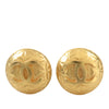 Chanel CC Gold Plated Quilted Round Clip On Earrings Secondhand