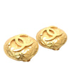 Chanel CC Gold Plated Quilted Round Clip On Earrings Secondhand