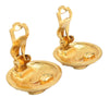 Chanel CC Gold Plated Quilted Round Clip On Earrings Secondhand