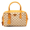 Prada Small Saffiano Trimmed Canvas Grommet Bauletto Bag Secondhand