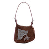 Fendi Sequin and Crystal Embellished Suede Oyster Shoulder Bag Secondhand