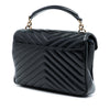Saint Laurent Medium Chevron Studded Calfskin Monogram College Satchel Secondhand