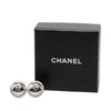 Chanel CC Silver Plated Button Push Back Earrings Secondhand