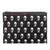 Saint Laurent Canvas Skull Print Zip Clutch Secondhand