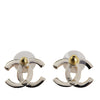 Secondhand Chanel Gold Plated Rhinestone CC Push Back Earrings