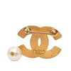 Chanel CC Gold Plated Strass and Faux Pearl Drop Brooch Secondhand
