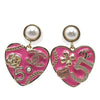 Secondhand Chanel CC Gold Plated Faux Pearl Heart Push Back Earrings