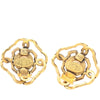 Chanel CC Gold Plated Faux Pearl Chain Link Clip On Earrings Secondhand