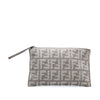 Fendi Large Woven Fabric and Calfskin FF Flat Pouch Secondhand