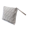 Fendi Large Woven Fabric and Calfskin FF Flat Pouch Secondhand