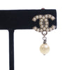 Chanel Silver Plated CC Faux Pearl Drop Clip On Earrings Secondhand
