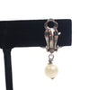 Chanel Silver Plated CC Faux Pearl Drop Clip On Earrings Secondhand