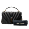 Saint Laurent Large Chevron Sheepskin Monogram College Satchel Secondhand