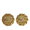 Chanel CC Gold Plated and Strass Round Clip On Earrings Secondhand
