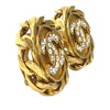 Chanel CC Gold Plated and Strass Round Clip On Earrings Secondhand