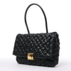 Bottega Veneta Leather Woven Rumple Desiree Shoulder Bag in Black Secondhand