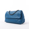 BOTTEGA VENETA Intrecciato Leather Chain Crossbody Bag in Blue Secondhand