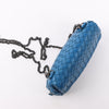 BOTTEGA VENETA Intrecciato Leather Chain Crossbody Bag in Blue Secondhand