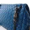 BOTTEGA VENETA Intrecciato Leather Chain Crossbody Bag in Blue Secondhand