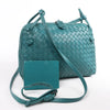 Bottega Veneta Nodini Intrecciato Leather Crossbody Bag in Green Secondhand