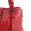 Bottega Veneta Intrecciato Roma Leather Handbag in Red Secondhand