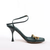 Bottega Veneta Leather Heel Sandals in Green, Size 38 EU Secondhand