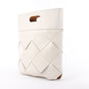 Bottega Veneta Maxi Intrecciato Leather Handbag in White Secondhand
