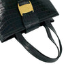 Ferragamo Croc Embossed Leather Vara Bow Satchel Secondhand